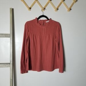 SONOMA WOMEN'S DARK SALMON COLOR LONG SLEEVE BLOUSE SIZE SMALL